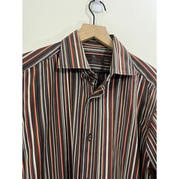 Etro Milano Stripe Button Down Dress Shirt 40 Quiet Luxury Old Money Preppy Club - Picture 4 of 14